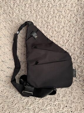 FSM Black Sling Crossbody Bag Minimalist Travel Everyday Carry